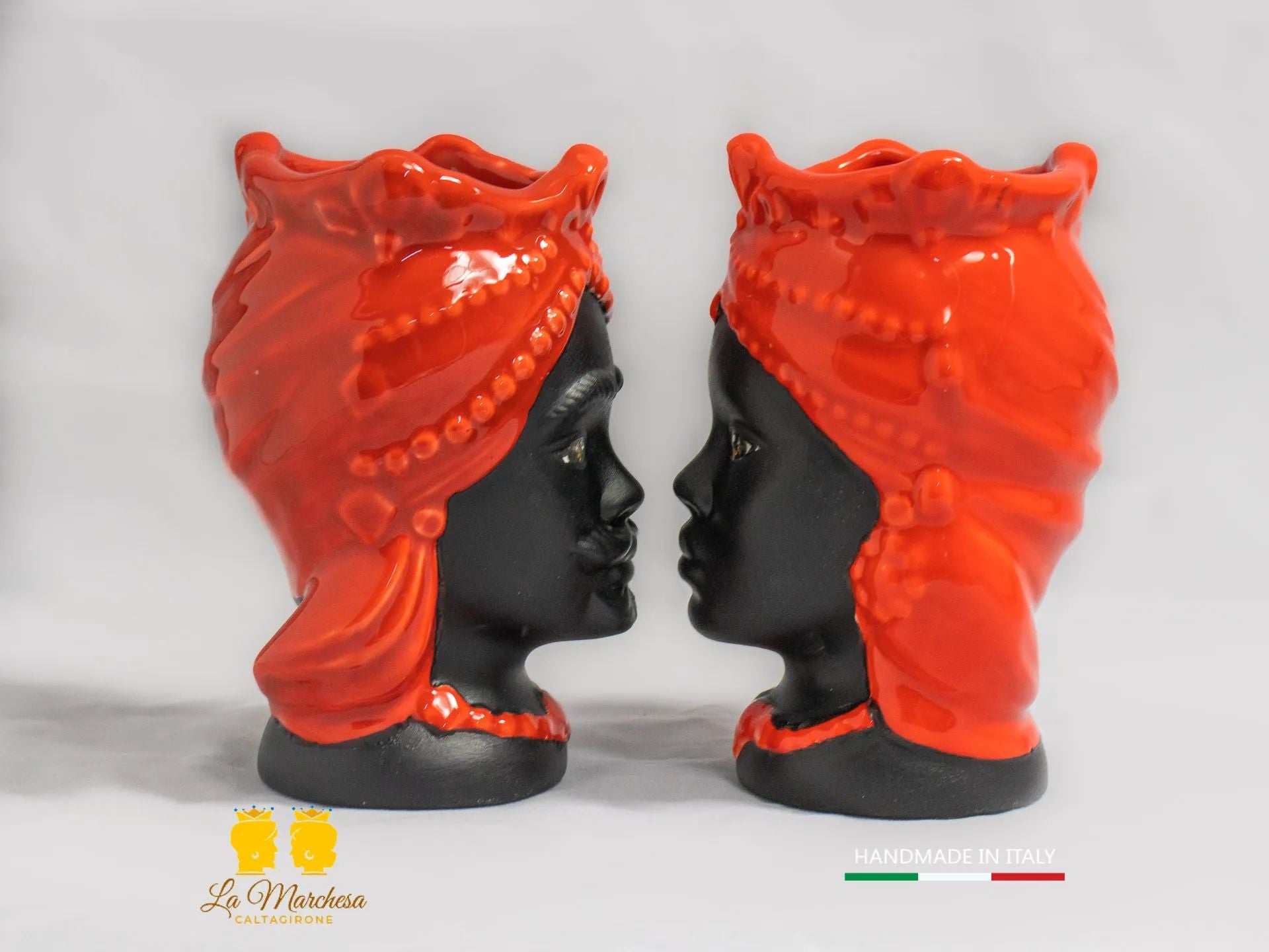 Teste di Moro Satinato in Ceramica di Caltagirone 15cm - Colori Assortiti