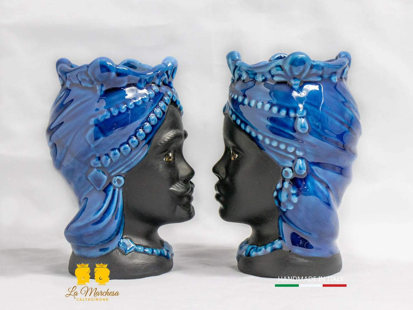 Teste di Moro Satinato in Ceramica di Caltagirone 15cm - Colori Assortiti