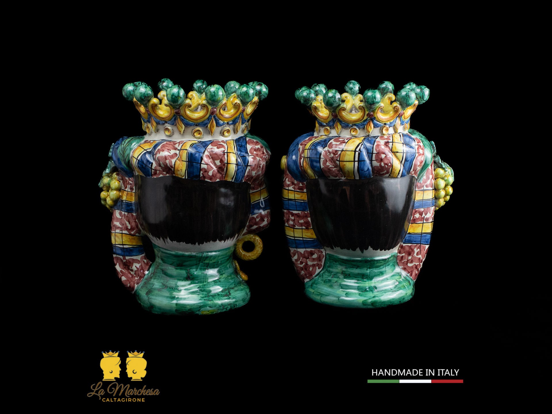 Teste Siciliane in ceramica di Caltagirone classiche frutta 33cm