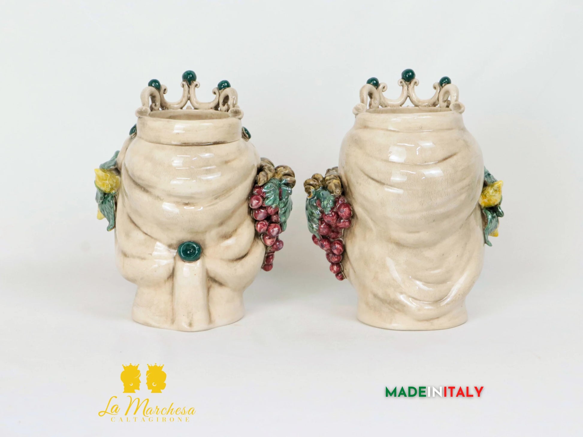 Teste di Moro Etna in Ceramica di Caltagirone fumè frutta 21cm - Dettagli Ottanio (3)