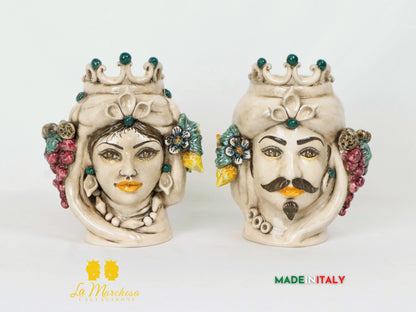 Teste di Moro Etna in Ceramica di Caltagirone fumè frutta 21cm - Dettagli Ottanio (4)