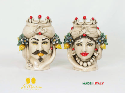 Teste di Moro Etna in Ceramica di Caltagirone fumè frutta 21cm - Dettagli Rossi