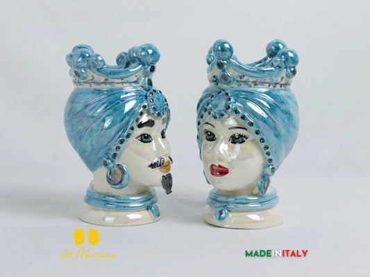 Teste di Moro Madreperla in Ceramica di Caltagirone H16