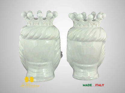 Teste di Moro Monocolore in Ceramica di Caltagirone bianche