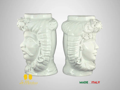 Teste di Moro Monocolore in Ceramica di Caltagirone - H33 senza corona (3)
