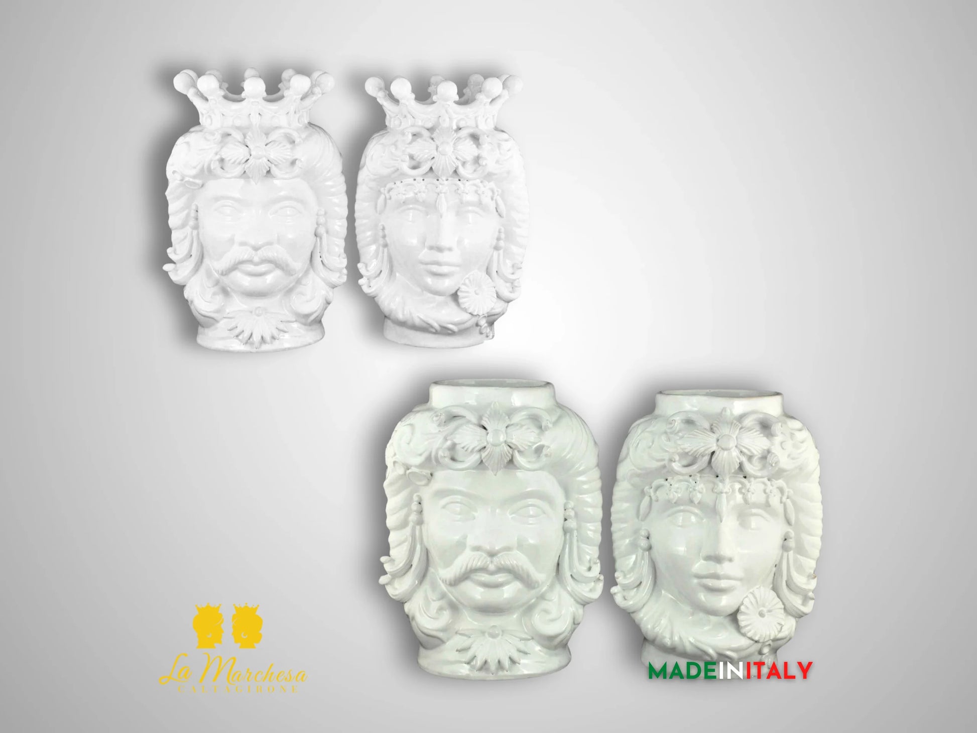 Teste di Moro Monocolore in Ceramica di Caltagirone - Vari Modelli