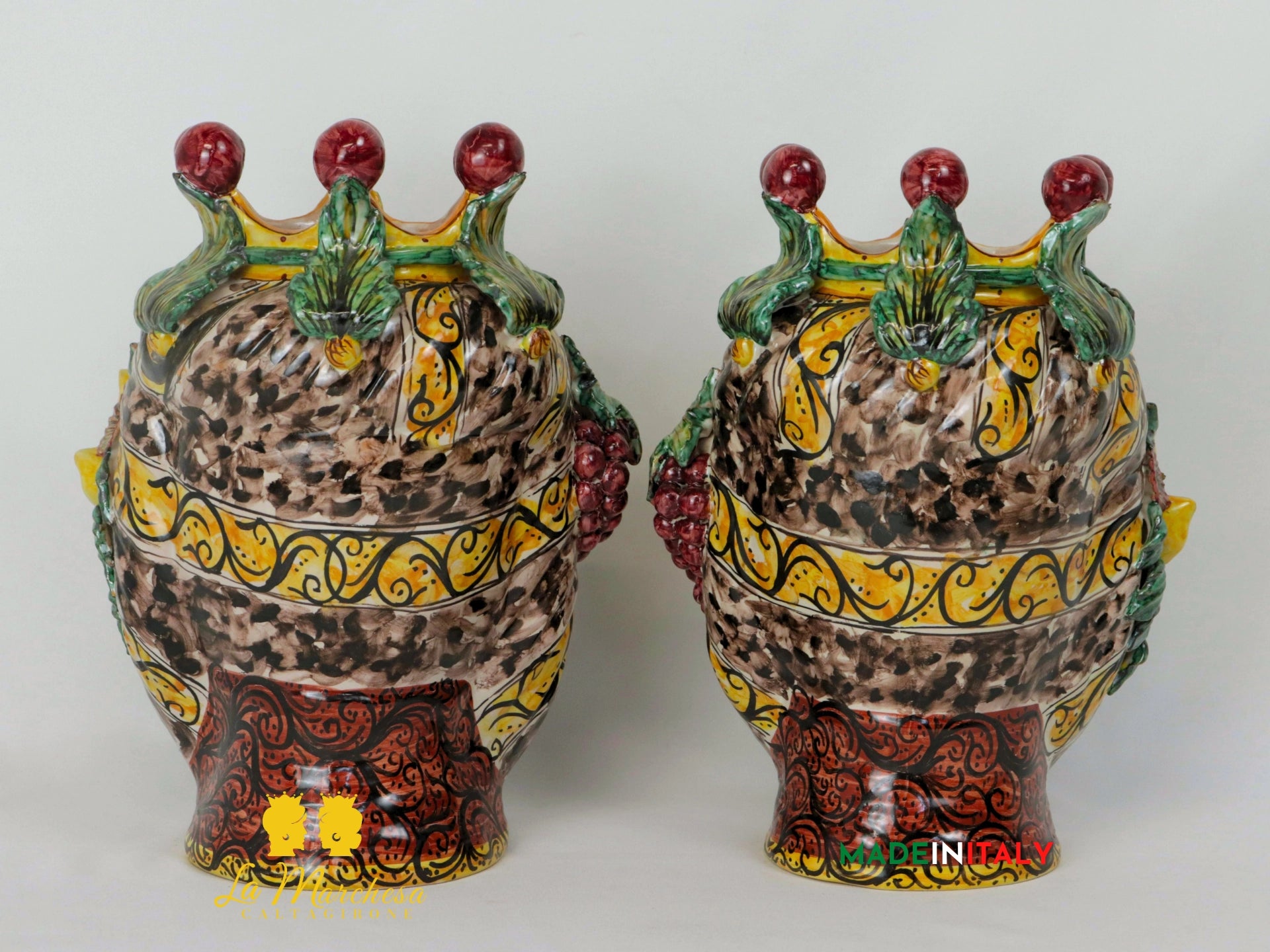 Teste di Moro Taormina Foglie in Ceramica di Caltagirone 29cm - Solo Foglie