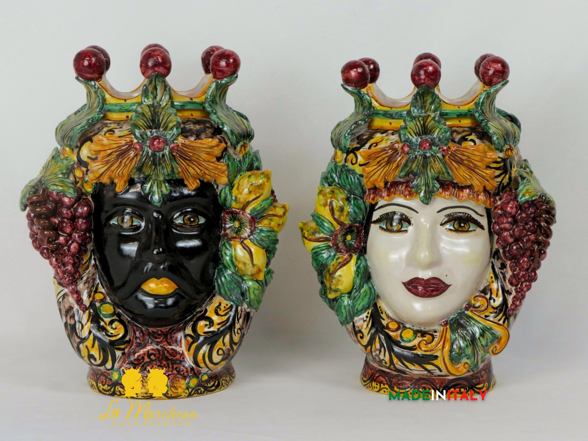 Teste di Moro Taormina Foglie in Ceramica di Caltagirone 29cm - Solo Foglie