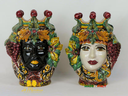 Teste di Moro Taormina Foglie in Ceramica di Caltagirone 29cm - Solo Foglie