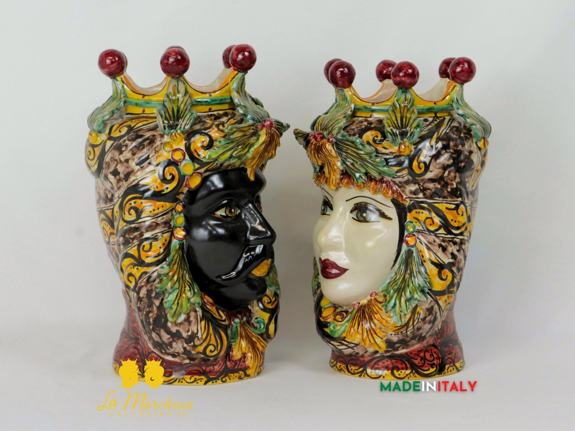 Teste di Moro Taormina Foglie in Ceramica di Caltagirone 29cm - Solo Foglie