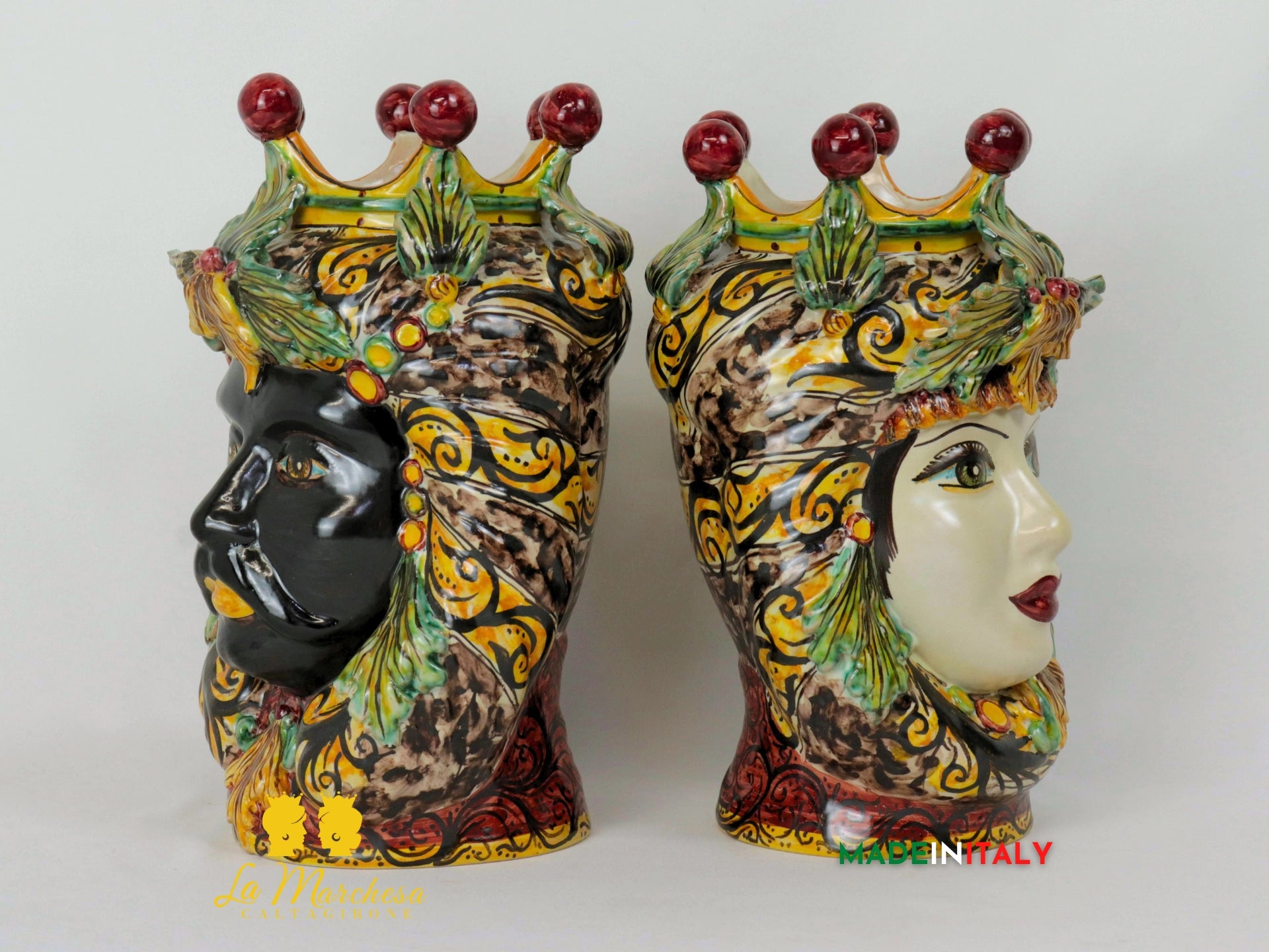 Teste di Moro Taormina Foglie in Ceramica di Caltagirone 29cm - Solo Foglie