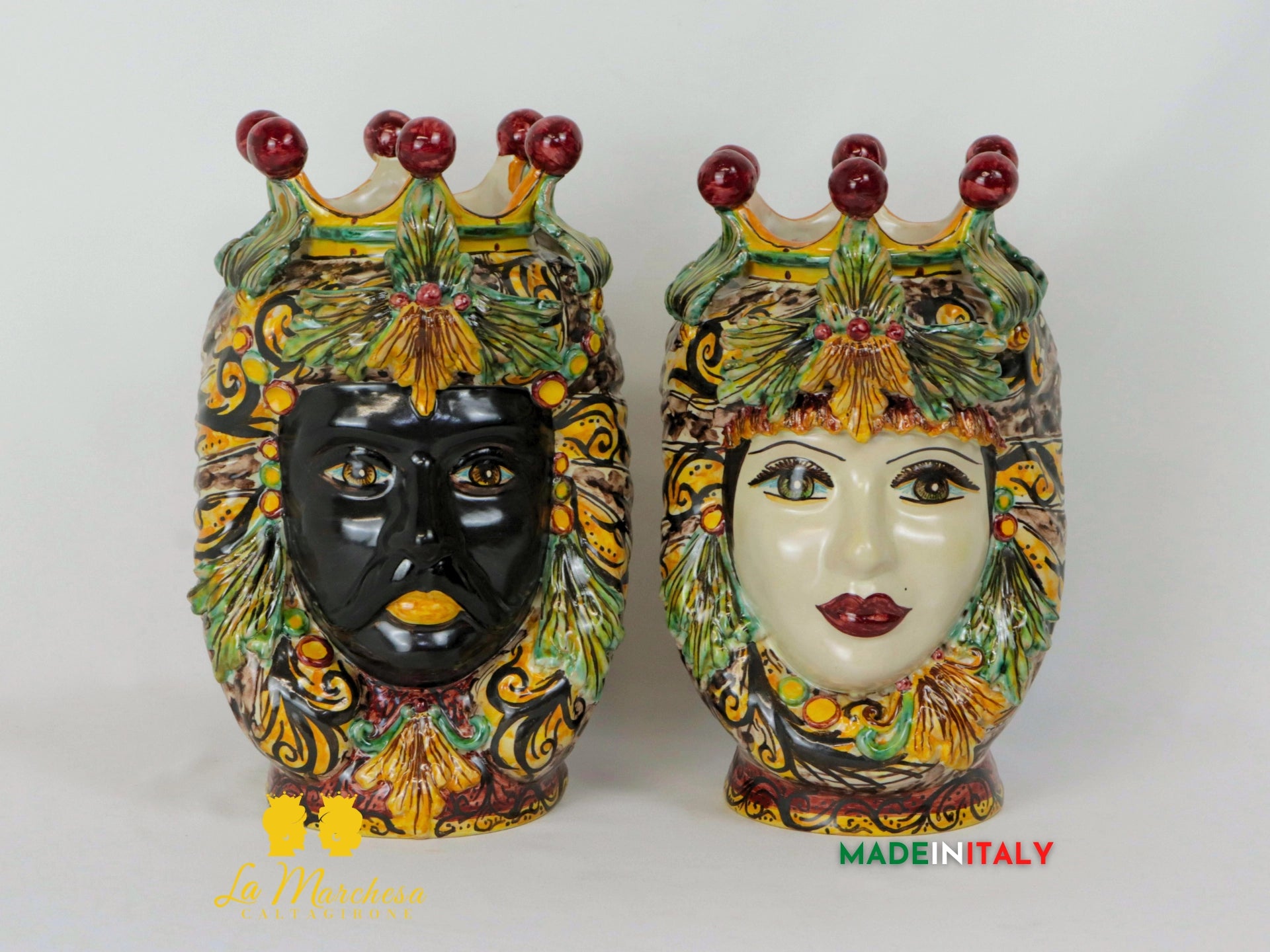 Teste di Moro Taormina Foglie in Ceramica di Caltagirone 29cm - Solo Foglie