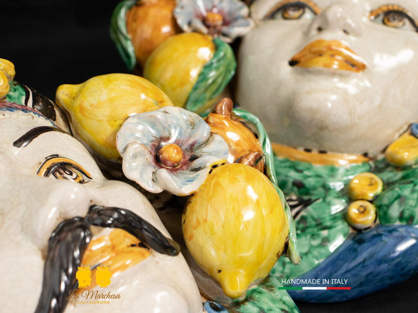 Teste di Moro da parete Ceramica di Caltagirone 28cm