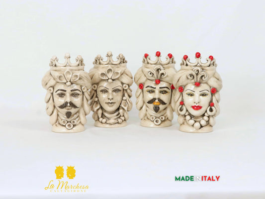 Teste di Moro in Ceramica di Caltagirone Etna corona fumè 16cm - Vari Colori