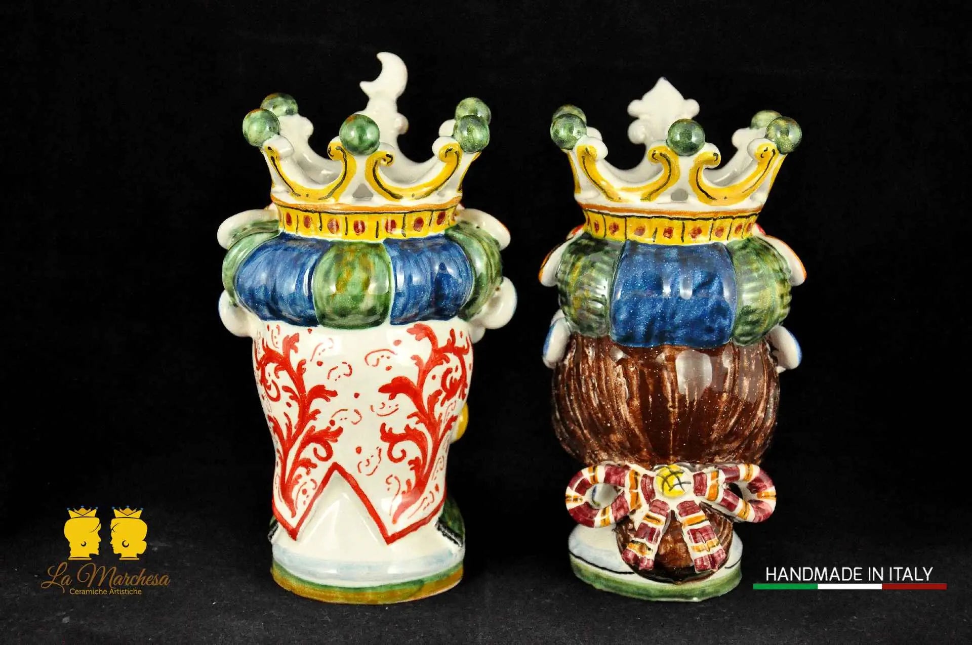 Teste di Moro in Ceramica di Caltagirone codino h15