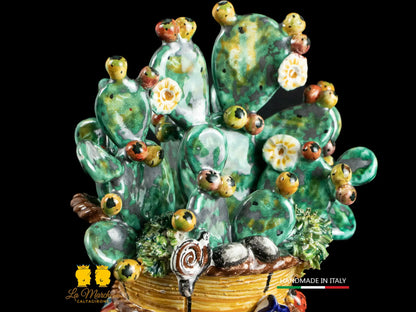 Teste di Moro Ceramica di Caltagirone cesto fichi d'India h31