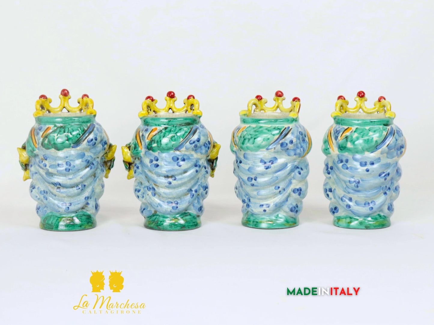 Teste di Moro in Ceramica di Caltagirone verde rame 15cm - Vari Modelli (2)
