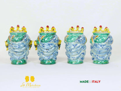 Teste di Moro in Ceramica di Caltagirone verde rame 15cm - Vari Modelli (2)