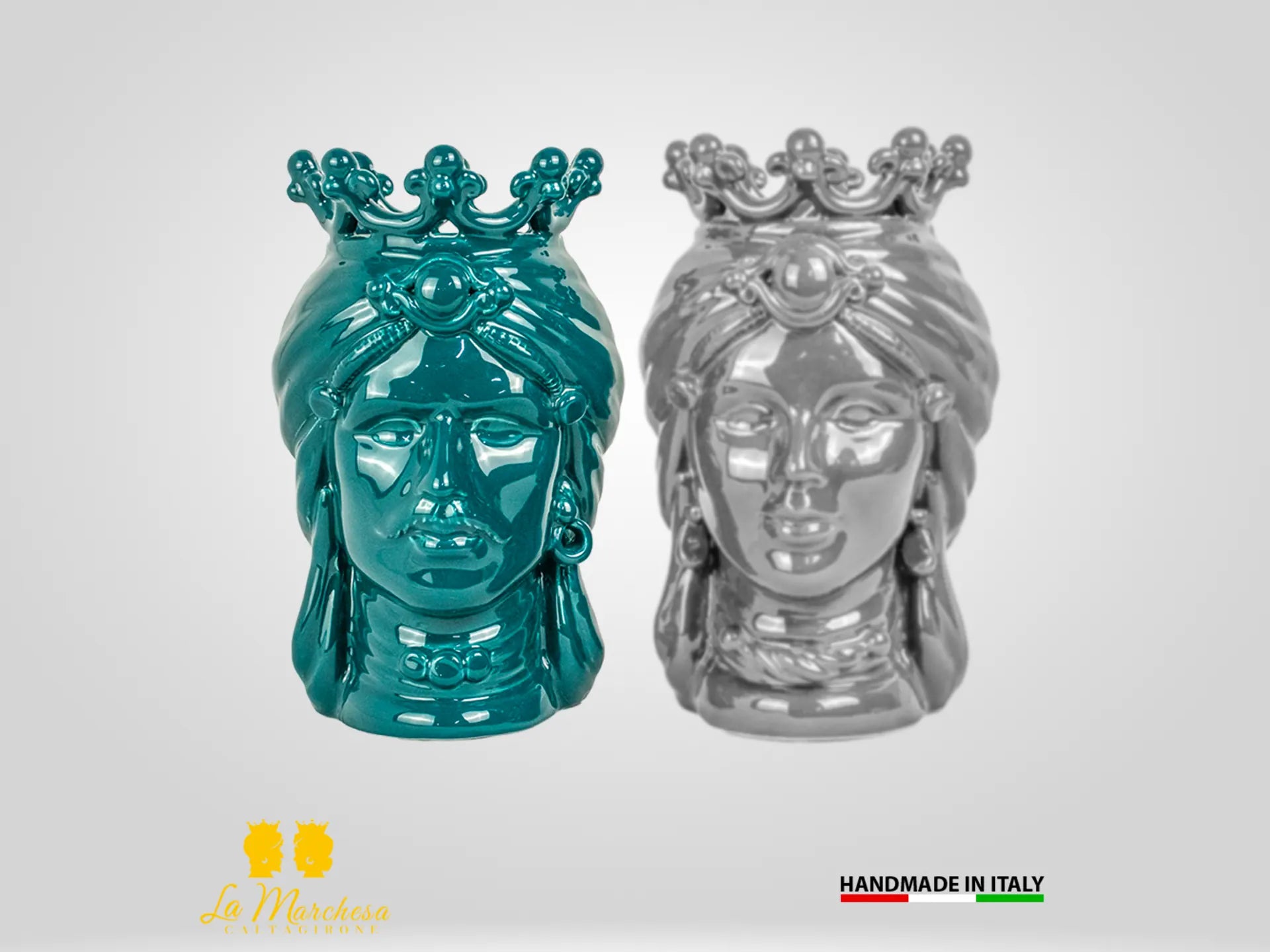 Testa Di Moro Siciliana In Ceramica Di Caltagirone - Artigianale, 25 Cm, Venature In Rilievo, Perfetta Come Vaso O Soprammobile - Foto 4