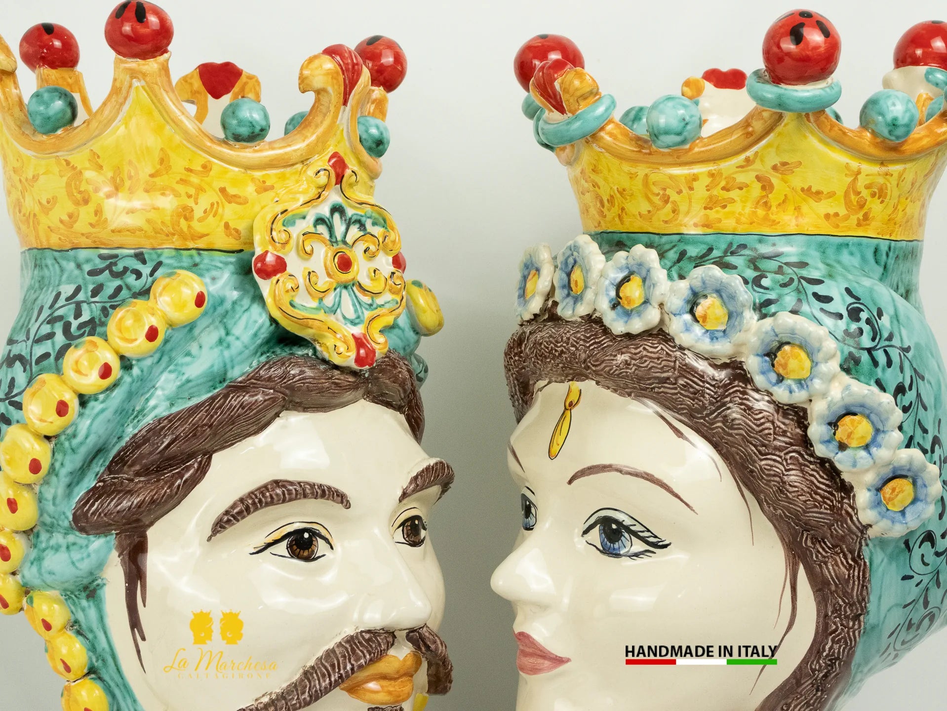 Teste di Moro in Ceramica di Caltagirone Barocco 46cm