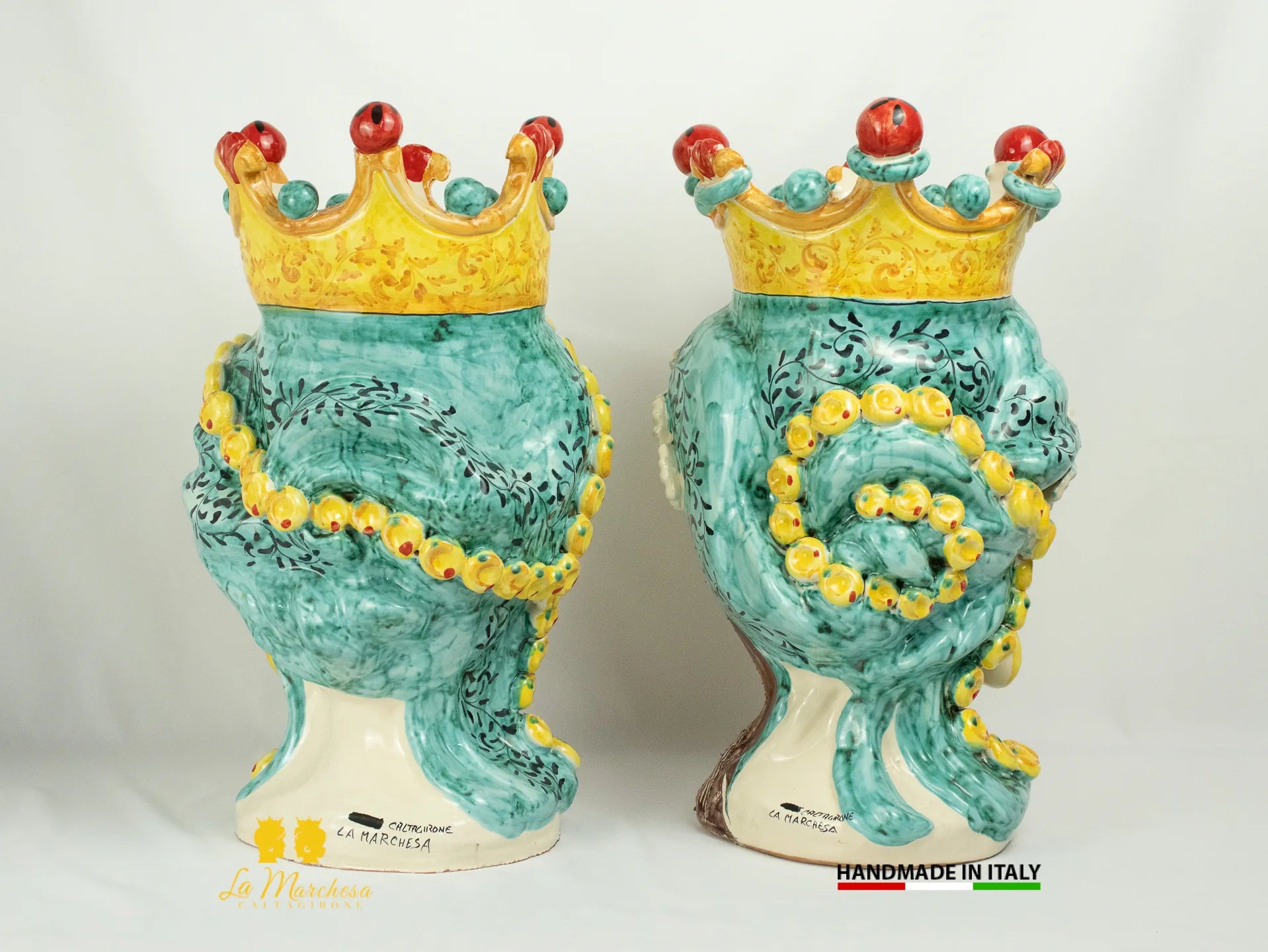 Teste di Moro in Ceramica di Caltagirone Barocco 46cm