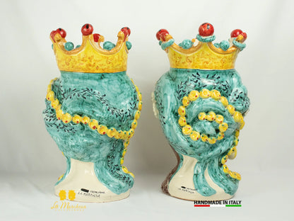 Teste di Moro in Ceramica di Caltagirone Barocco 46cm