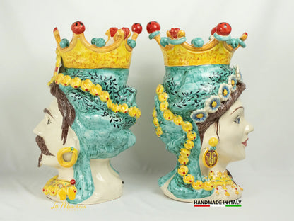 Teste di Moro in Ceramica di Caltagirone Barocco 46cm