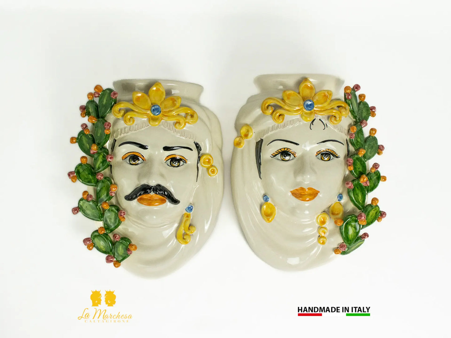 Teste di Moro da parete Ceramica di Caltagirone 28cm