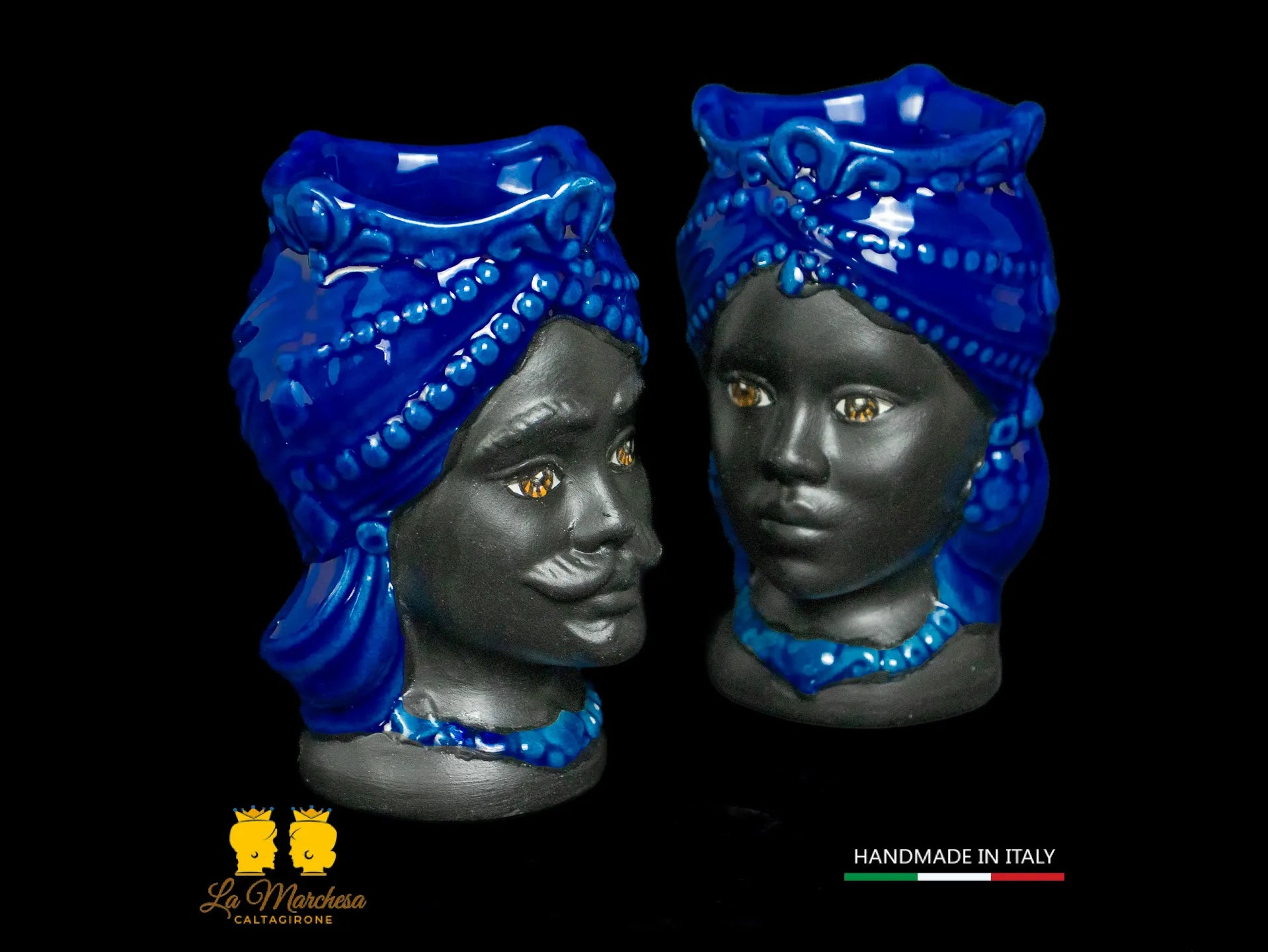 Teste di Moro Satinato in Ceramica di Caltagirone 15cm - Colori Assortiti