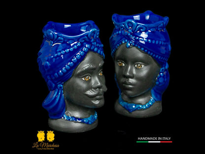 Teste di Moro Satinato in Ceramica di Caltagirone 15cm - Colori Assortiti