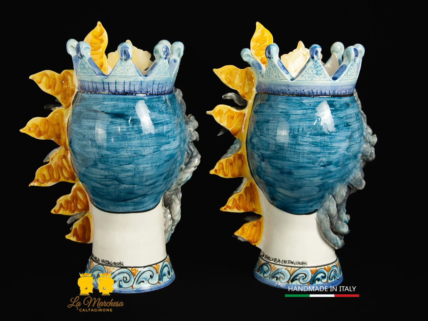 Teste di Moro in Ceramica di Caltagirone sole vento 39cm