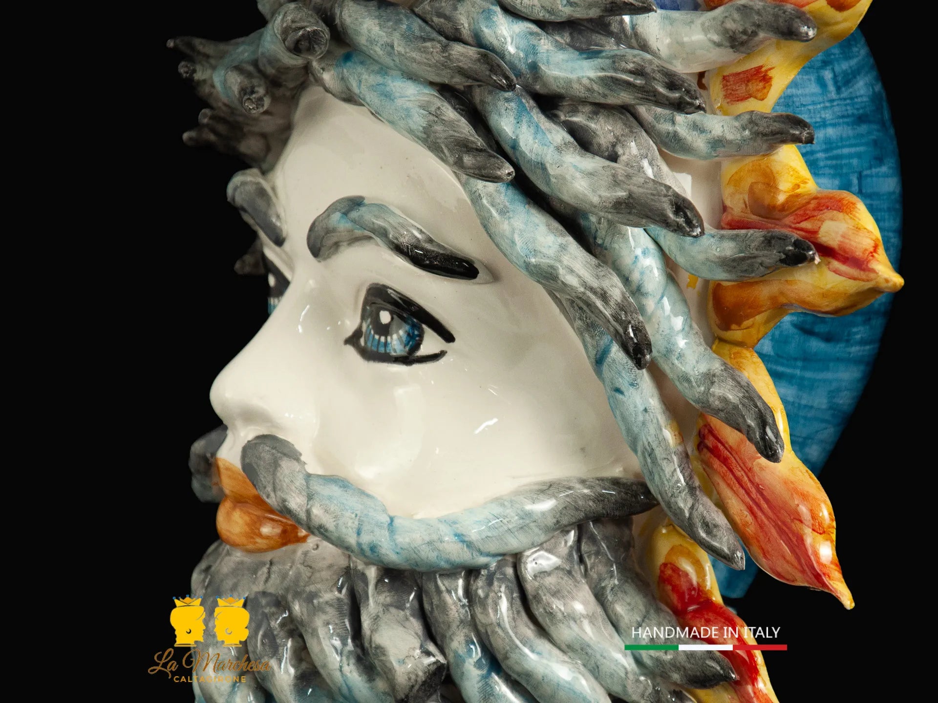 Teste di Moro in Ceramica di Caltagirone sole vento 39cm