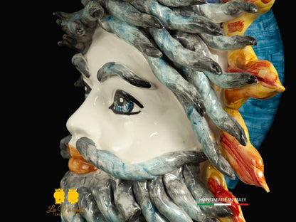 Teste di Moro in Ceramica di Caltagirone sole vento 39cm