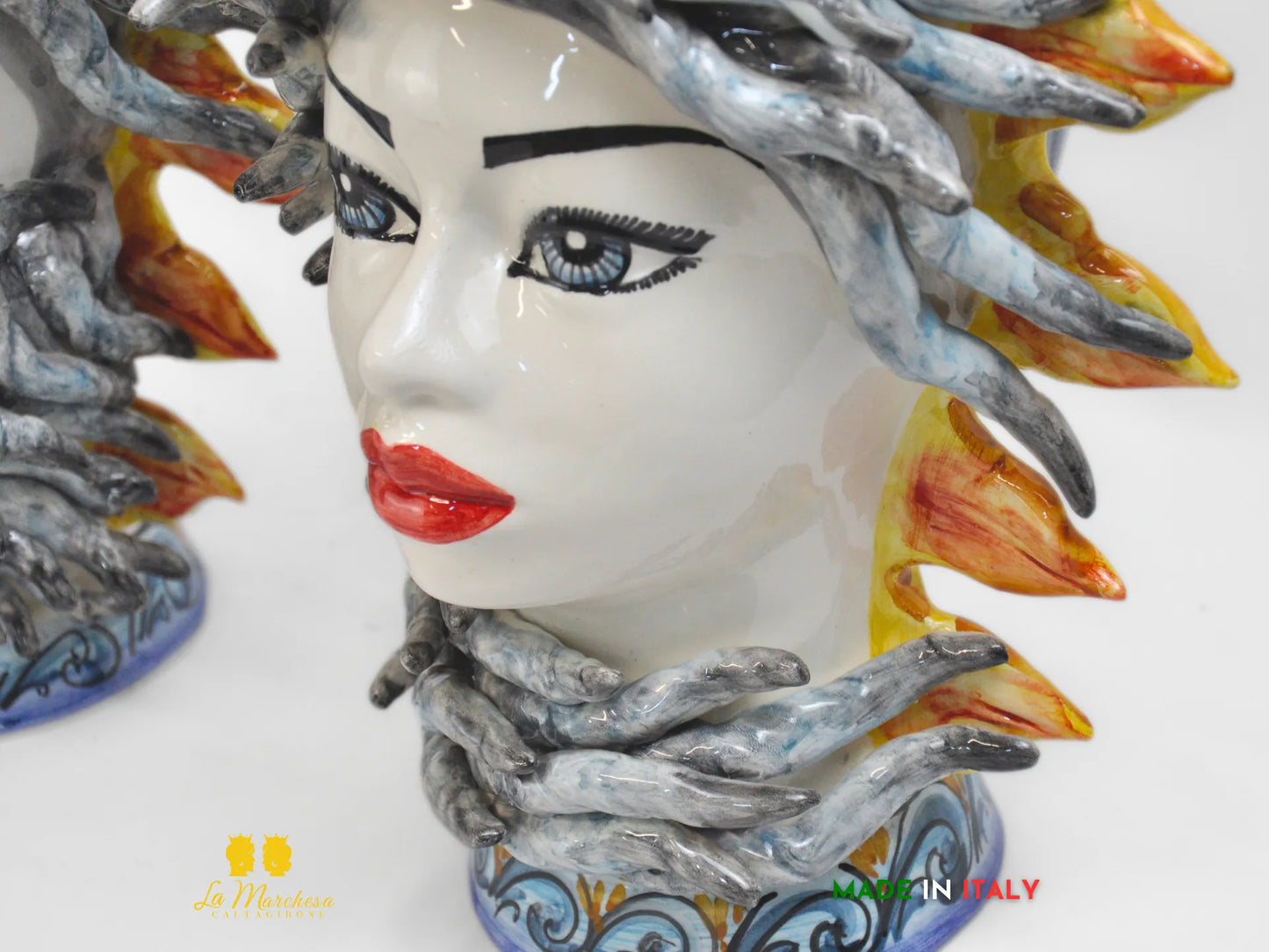 Teste di Moro in Ceramica di Caltagirone sole vento 39cm