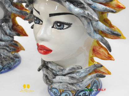 Teste di Moro in Ceramica di Caltagirone sole vento 39cm