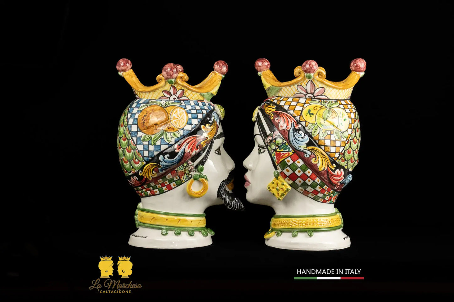 Teste di Moro Ceramica di Caltagirone Carretto Siciliano pavone h39
