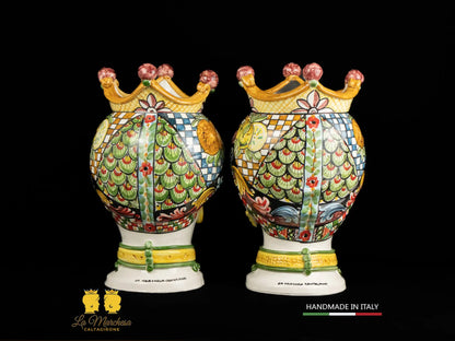 Teste di Moro Ceramica di Caltagirone Carretto Siciliano pavone h39