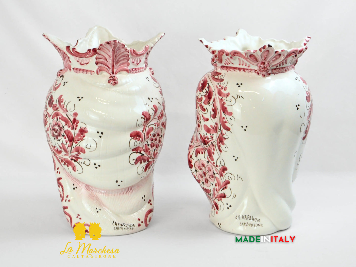 Teste di Moro Ceramica di Caltagirone Afro '600 Bordeaux 37cm