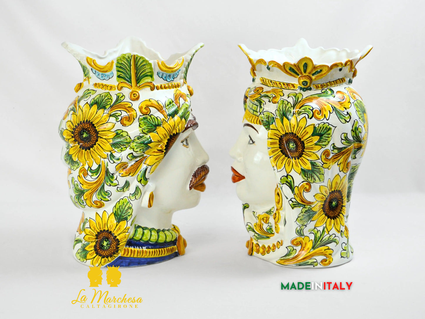 Teste di Moro Ceramica di Caltagirone Girasoli 37cm