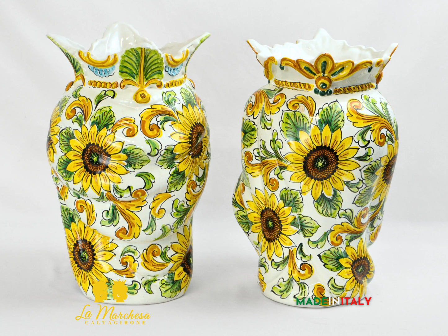 Teste di Moro Ceramica di Caltagirone Girasoli 37cm