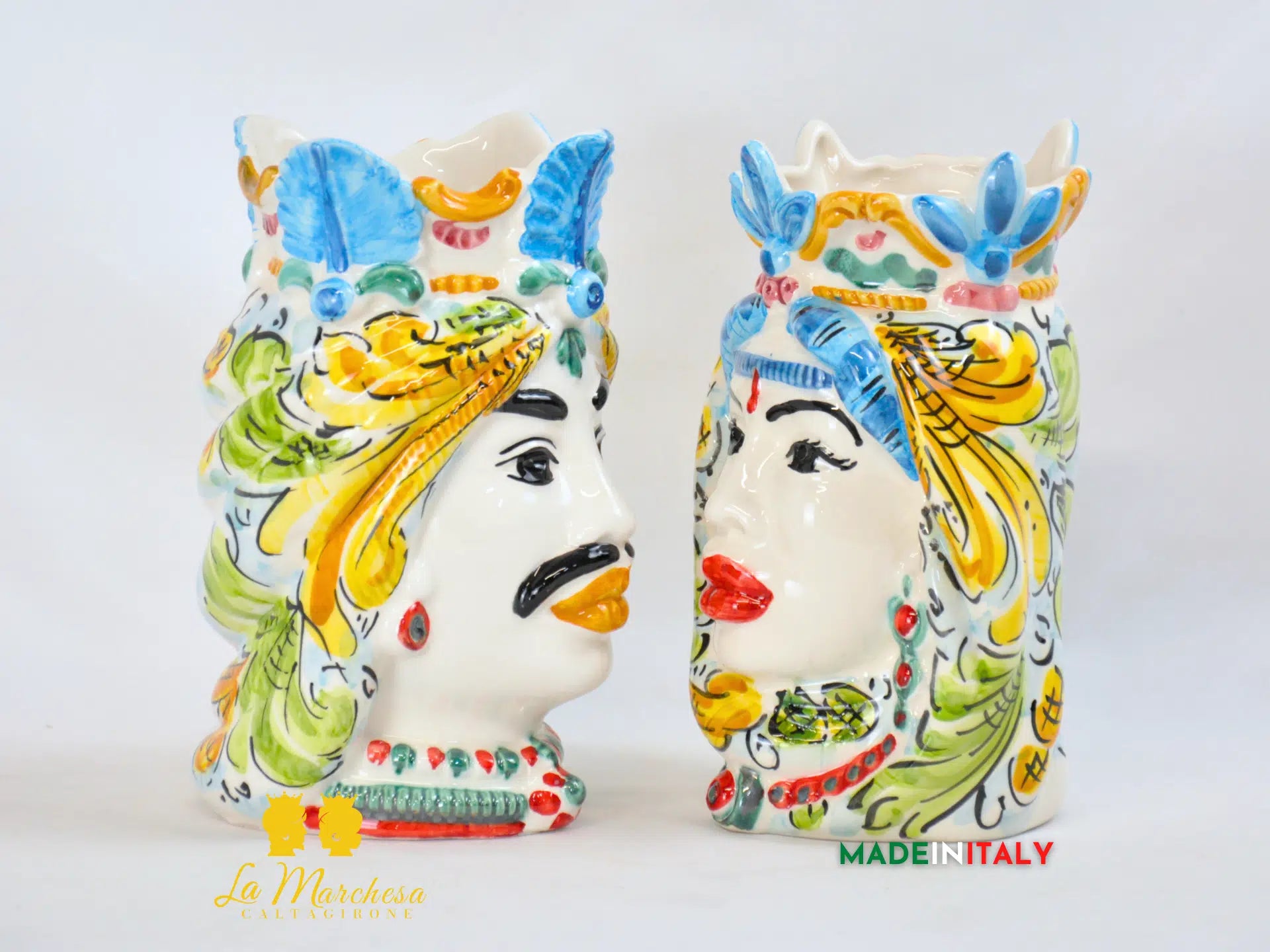 Teste di Moro Ceramica di Caltagirone Afro 18cm - Vari Modelli