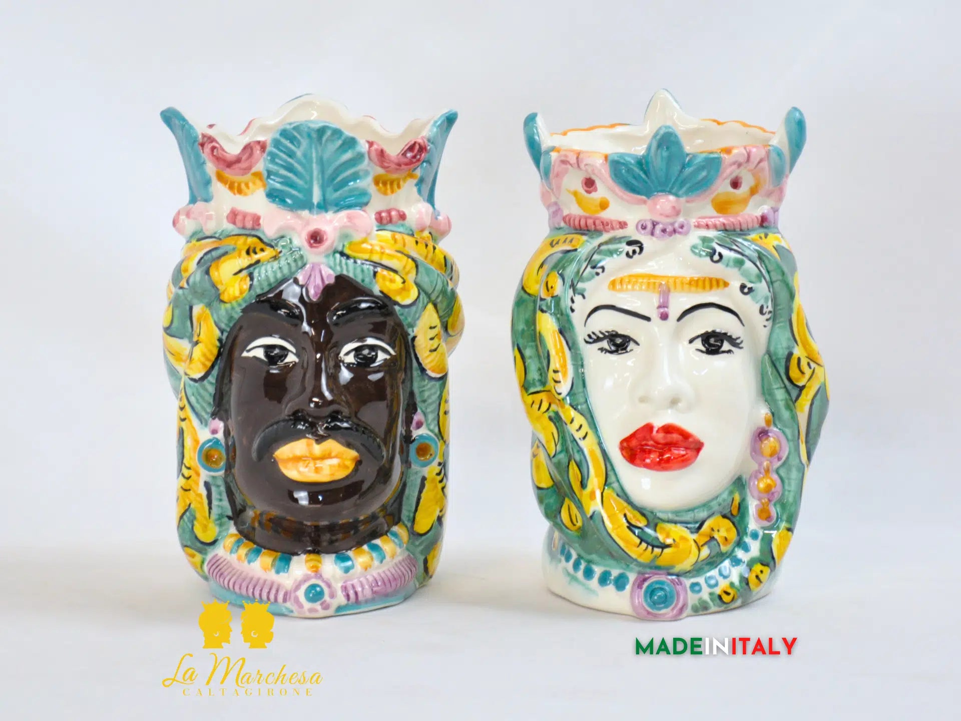 Teste di Moro Ceramica di Caltagirone Afro 18cm - Vari Modelli