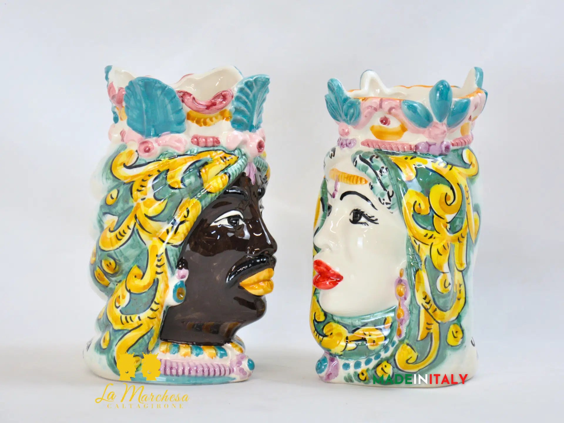 Teste di Moro Ceramica di Caltagirone Afro 18cm - Vari Modelli