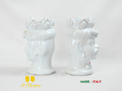 Teste di Moro Bianco Fichi D'India in Ceramica di Caltagirone 27cm