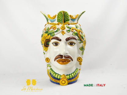 Teste di Moro Ceramica di Caltagirone Girasoli 37cm