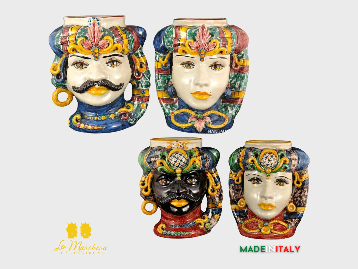 Teste di Moro Classiche in Ceramica di Caltagirone H28 - Vari Modelli