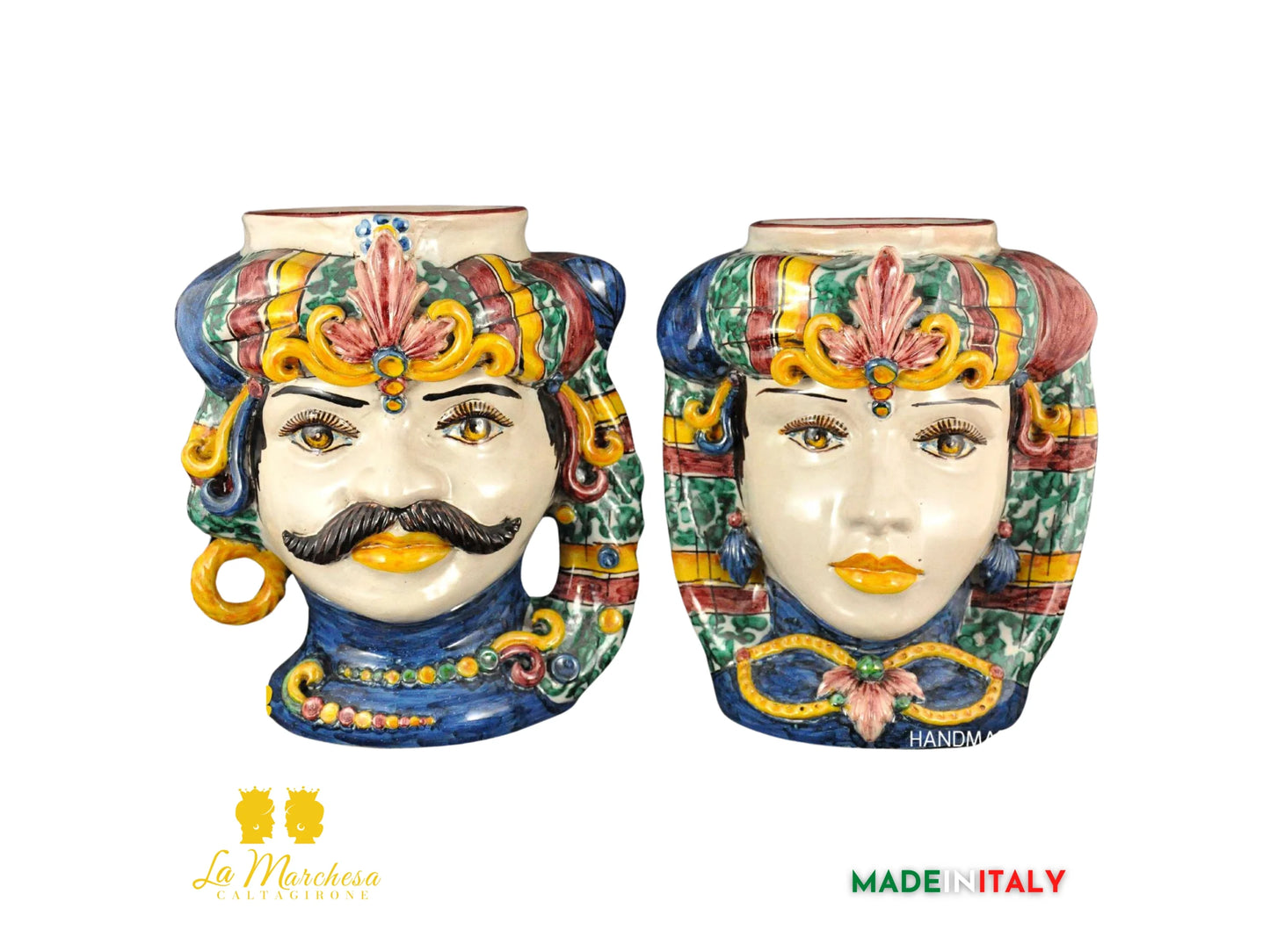 Teste di Moro Classiche in Ceramica di Caltagirone H28 - Vari Modelli