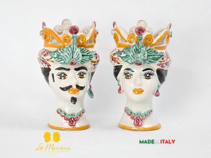 Teste di Moro in Ceramica di Caltagirone Corona 600 Bordeaux 18cm