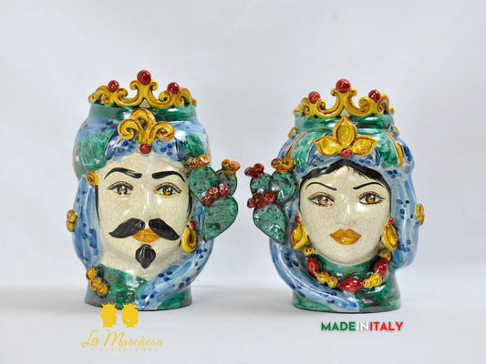 Teste di Moro Etna in Ceramica di Caltagirone 21cm - Vari Modelli