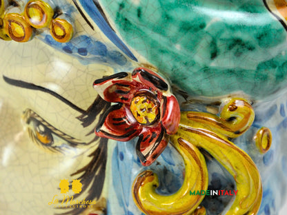 Teste di Moro in Ceramica di Caltagirone turbante verde rame celeste 30cm